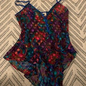 Victoria's Secret Multicolor Floral Sheer Teddy
